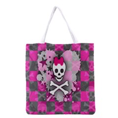 Princess Skull Heart Grocery Tote Bag