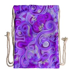 Lavender Swirls Drawstring Bag (large)