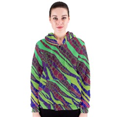 Florescent Zebra Print Pattern  Women s Zipper Hoodies