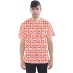 Coral And White Owl Pattern Men s Sport Mesh Tees