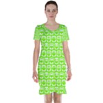 Lime Green And White Owl Pattern Short Sleeve Nightdresses