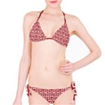 Red And White Owl Pattern Bikini Set