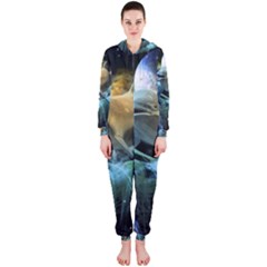 Funny Dolphin In The Universe Hooded Jumpsuit (ladies) 