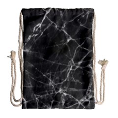 Black Marble Stone Pattern Drawstring Bag (large)