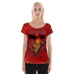 Lion With Flame And Wings In Yellow And Red Women s Cap Sleeve Top