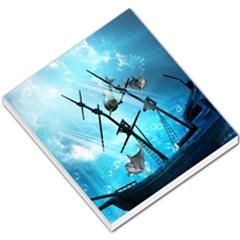 Awesome Ship Wreck With Dolphin And Light Effects Small Memo Pads
