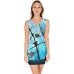 Awesome Ship Wreck With Dolphin And Light Effects Bodycon Dresses