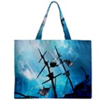 Awesome Ship Wreck With Dolphin And Light Effects Zipper Tiny Tote Bags