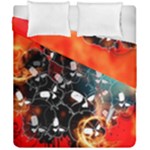 Black Skulls On Red Background With Sword Duvet Cover (Double Size)