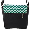Emerald Green & White Zigzag Pattern Flap Closure Messenger Bag (S) View1