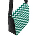 Emerald Green & White Zigzag Pattern Flap Closure Messenger Bag (S) View2