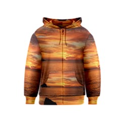 Sunset Sea Afterglow Boot Kids  Zipper Hoodie