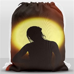 Silhouette Woman Meditation Drawstring Bag (large)