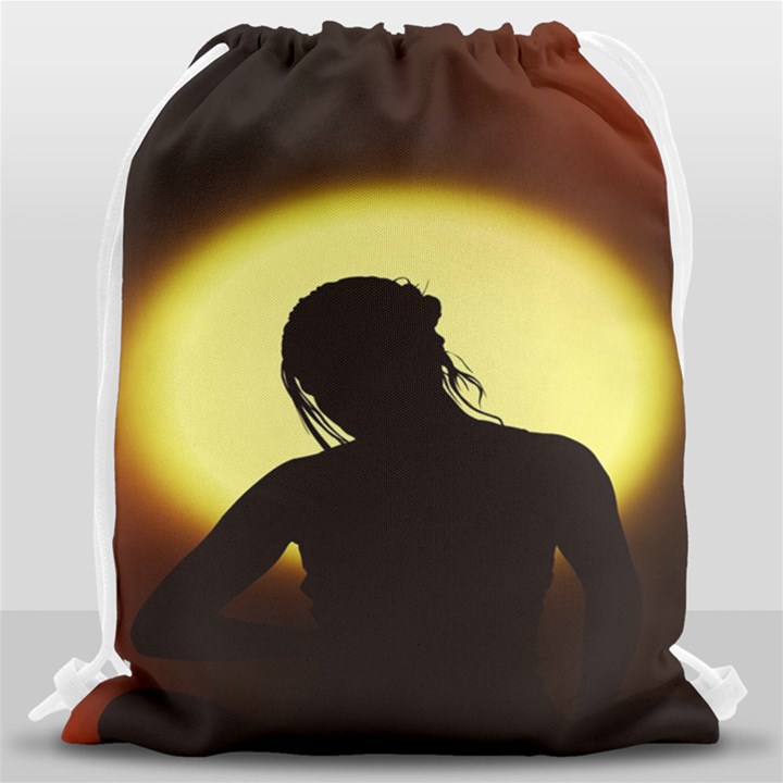 Silhouette Woman Meditation Drawstring Bag (Large)