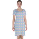 Grid Squares Texture Pattern Short Sleeve Nightdress View1