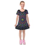 Fractal Texture Kids  Short Sleeve Velvet Dress