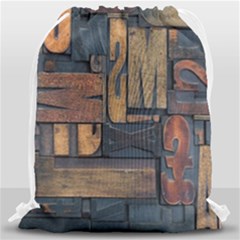 Letters Wooden Old Artwork Vintage Drawstring Bag (large)