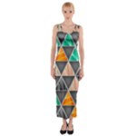 Abstract Geometric Triangle Shape Fitted Maxi Dress