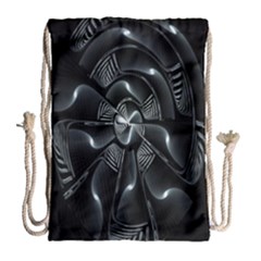 Fractal Disk Texture Black White Spiral Circle Abstract Tech Technologic Drawstring Bag (large)