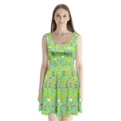 Easter - Chick And Tulips Split Back Mini Dress 