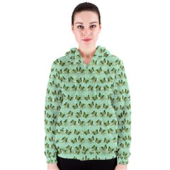 Green Butterflies Women s Zipper Hoodie
