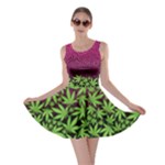 Dark Green Pink Cannabis Marijuana Skater Dress