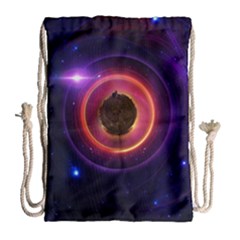 The Little Astronaut On A Tiny Fractal Planet Drawstring Bag (large)