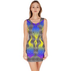 Gray & Purple Tribal Fire Pattern Bodycon Dress