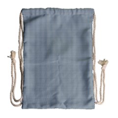 Silent Night Blue Mini Gingham Check Plaid Drawstring Bag (large)