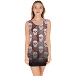 Red & Green Pattern Skulls Horror Bodycon Dress