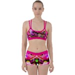 Deep Pink Flowers Pattern Perfect Fit Gym Set