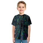 Colorful Geometric Electrical Line Block Grid Zooming Movement Kids  Sport Mesh Tee