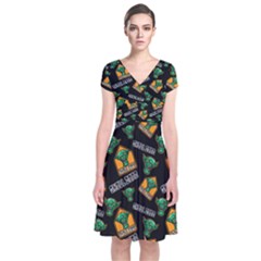 Halloween Ghoul Zone Icreate Short Sleeve Front Wrap Dress
