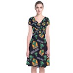 Halloween Ghoul Zone Icreate Short Sleeve Front Wrap Dress