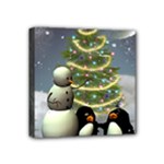 Funny Snowman With Penguin And Christmas Tree Mini Canvas 4  x 4 