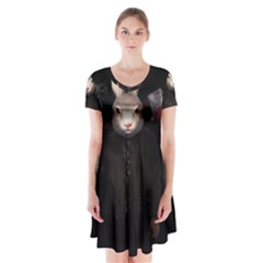 Evil Rabbit Short Sleeve V-neck Flare Dress