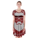 Ugly Christmas Sweater Short Sleeve V-neck Flare Dress