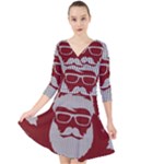 Ugly Christmas Sweater Quarter Sleeve Front Wrap Dress	