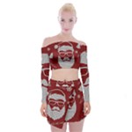 Ugly Christmas Sweater Off Shoulder Top with Mini Skirt Set