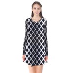 Square Diagonal Pattern Monochrome Flare Dress