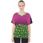 Dark Green Pink Cannabis Marijuana V-Neck Dolman Drape Top
