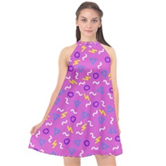 Retro Wave 2 Halter Neckline Chiffon Dress 