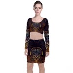 Fractal 3d Render Design Backdrop Long Sleeve Crop Top & Bodycon Skirt Set
