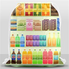 Supermarket Shelf Products Snacks Drawstring Bag (large)