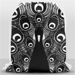 Peacock Bird Animal Feather Drawstring Bag (large)