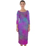 Background Texture Structure Quarter Sleeve Midi Bodycon Dress