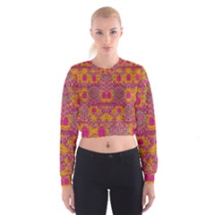 Fern Landscape In Harmony With Bleeding Hearts Fantasy Art Cropped Sweatshirt