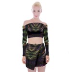 Fractal Colorful Pattern Fantasy Off Shoulder Top with Mini Skirt Set