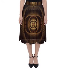 Fractal Copper Amber Abstract Folding Skater Skirt