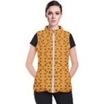 Brown Circle Pattern On Yellow Women s Puffer Vest